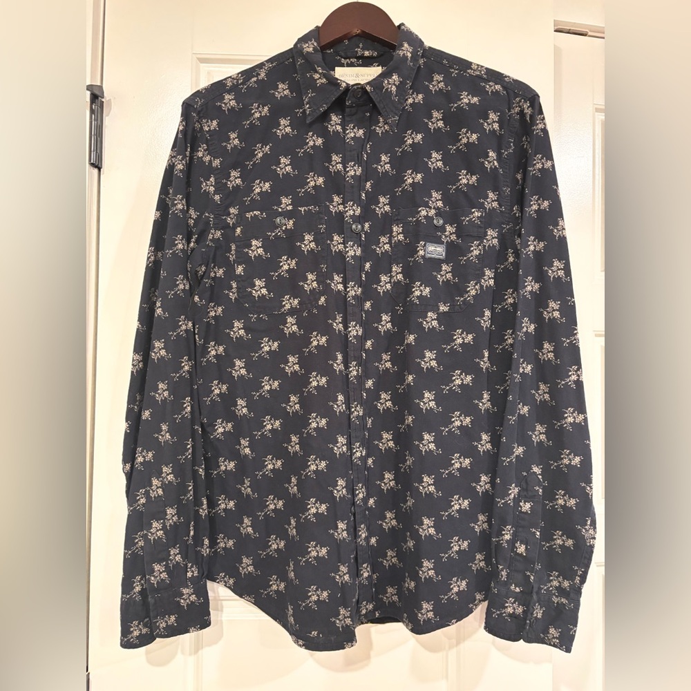 Denim supply button down cotton blouse